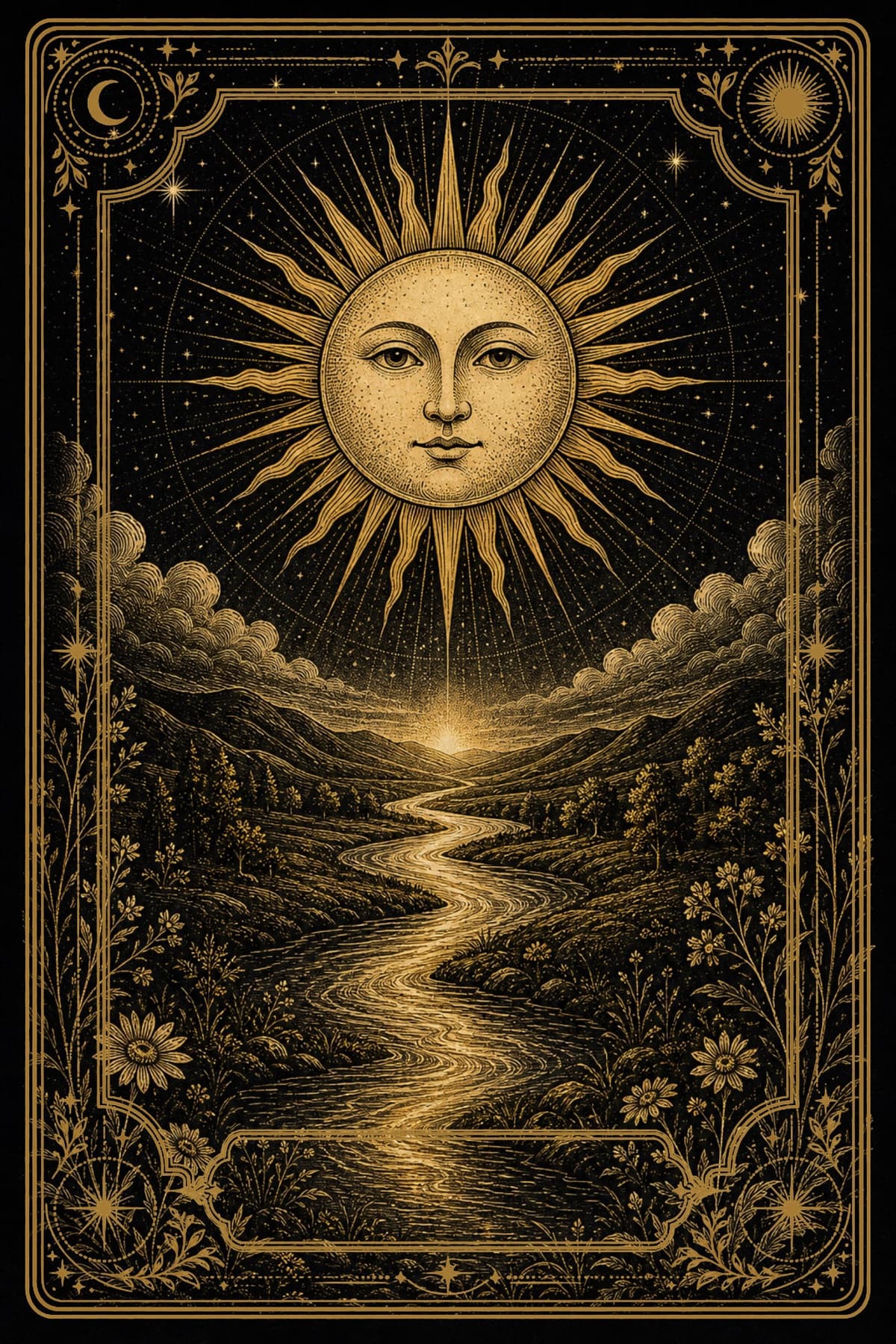 The Sun tarot card illustration